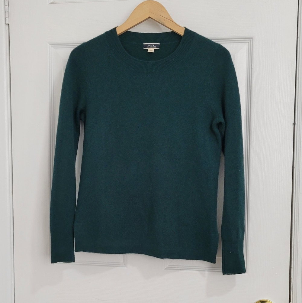 J. Crew Women's Crewneck Cashmere Sweater - Teal Green